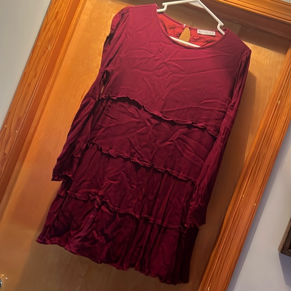 Maroon Short Dress Long sleeve